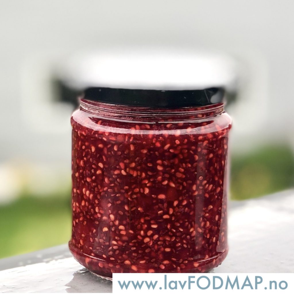 Bringebærsyltetøy med chiafrø og chili